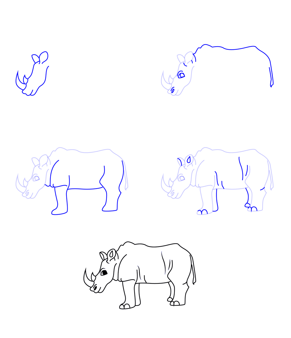 How to draw Draw a simple rhinoceros