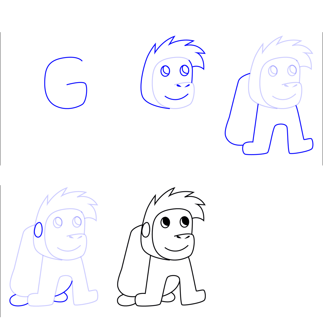 How to draw Drawing a simple gorilla (2)