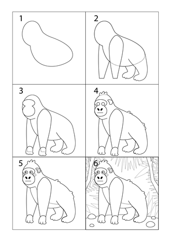 How to draw Drawing a simple gorilla