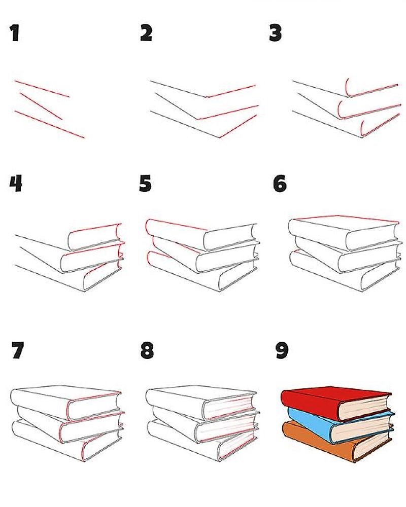Idea A file of books on the table 4 Drawing Ideas