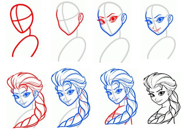 Princess Elsa's head Drawing Ideas