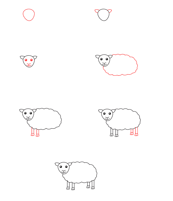 Sheep for kids Drawing Ideas