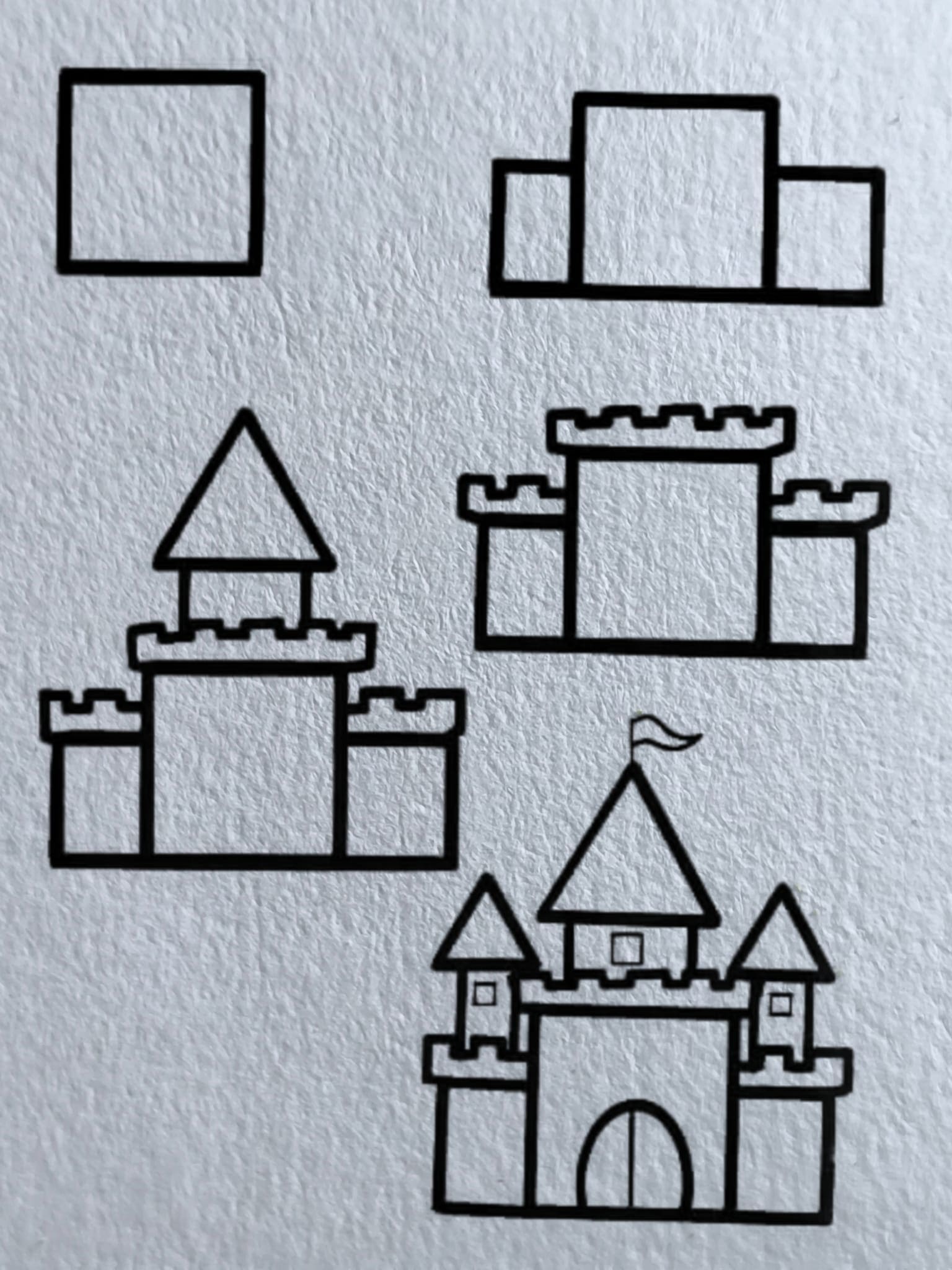 How to draw An easy and simple castle