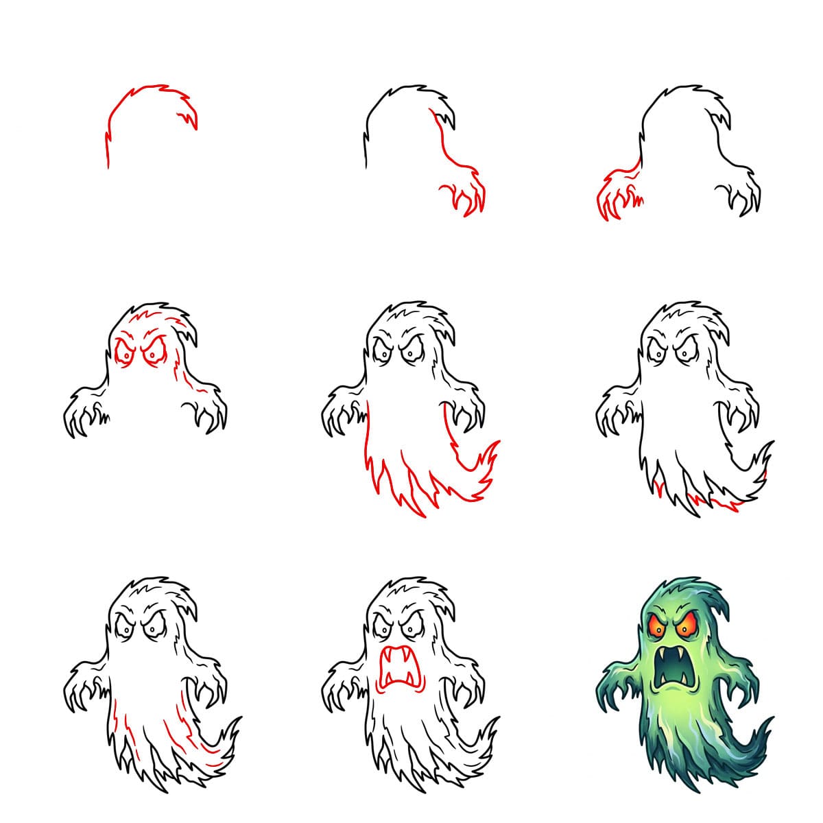 Angry Green Ghost Drawing Ideas