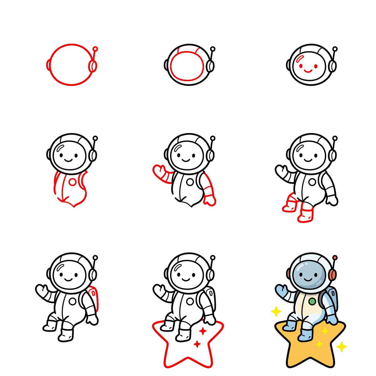 Astronaut on star Drawing Ideas