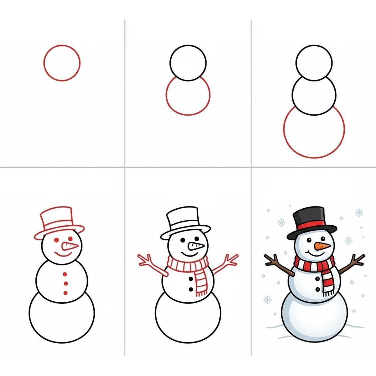 Basic Snowman Drawing Ideas