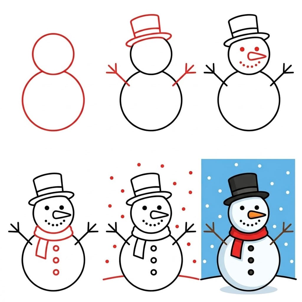 Blue Frame Snowman Drawing Ideas