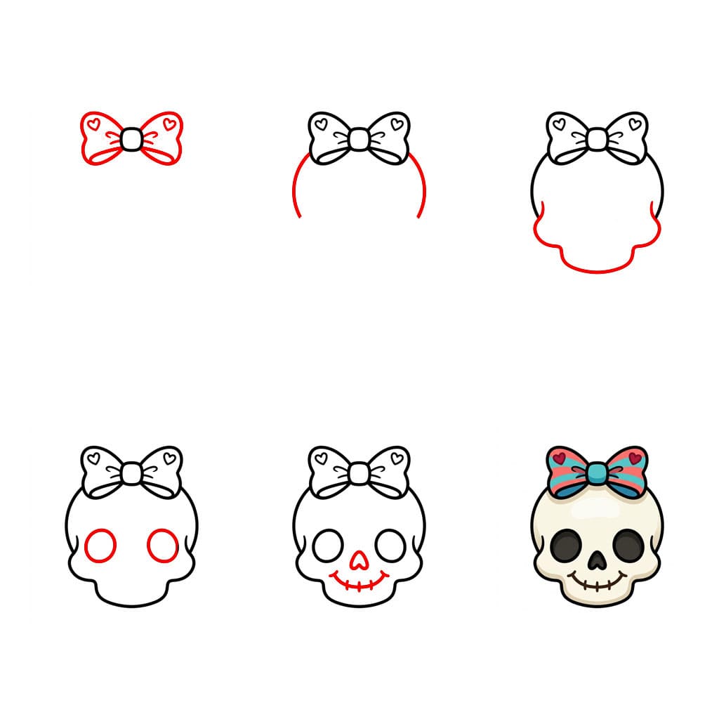Bow Skull Drawing Ideas