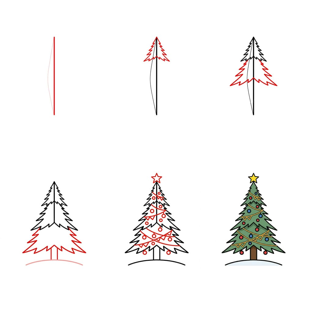 Classic Christmas tree Drawing Ideas