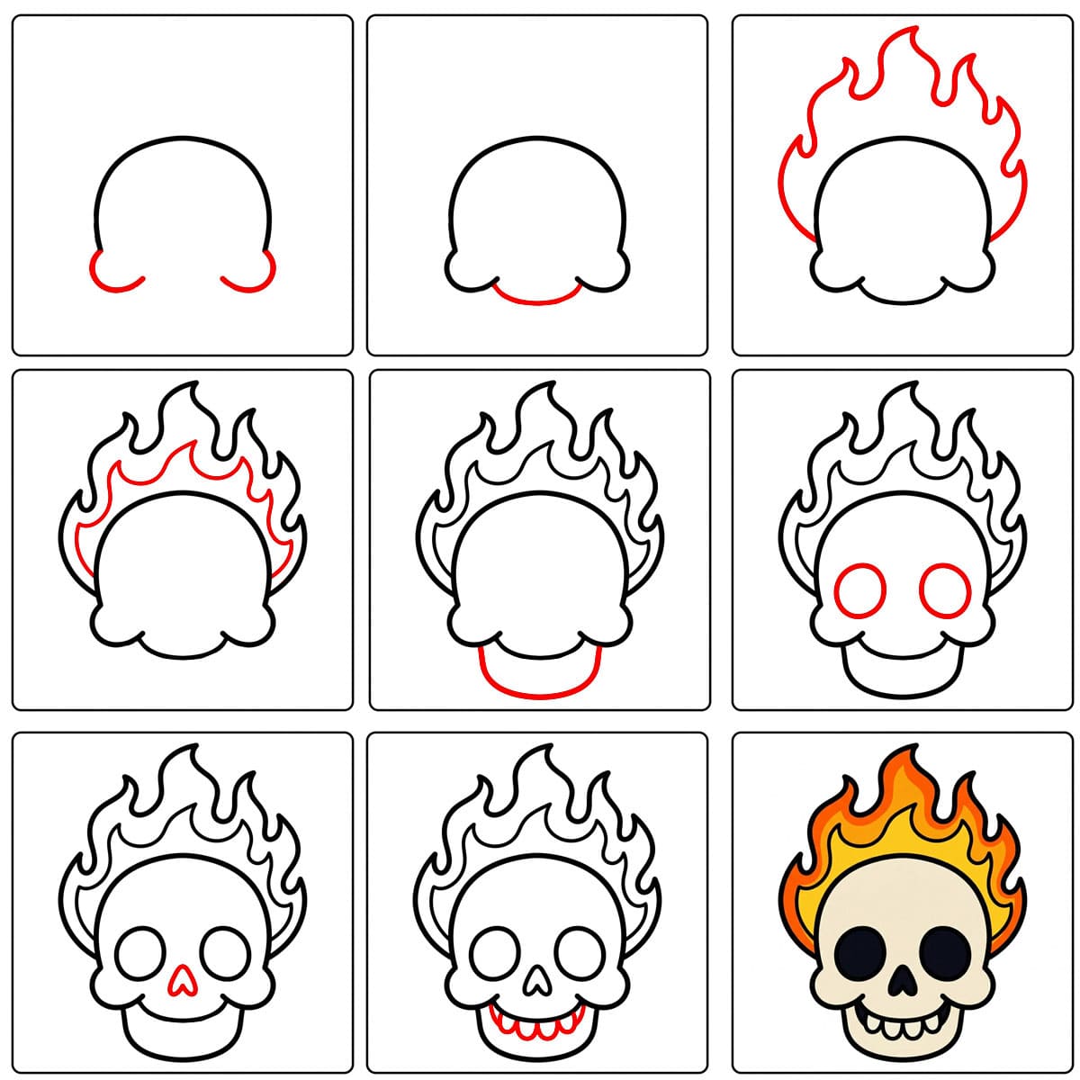 Flame Skull Drawing Ideas