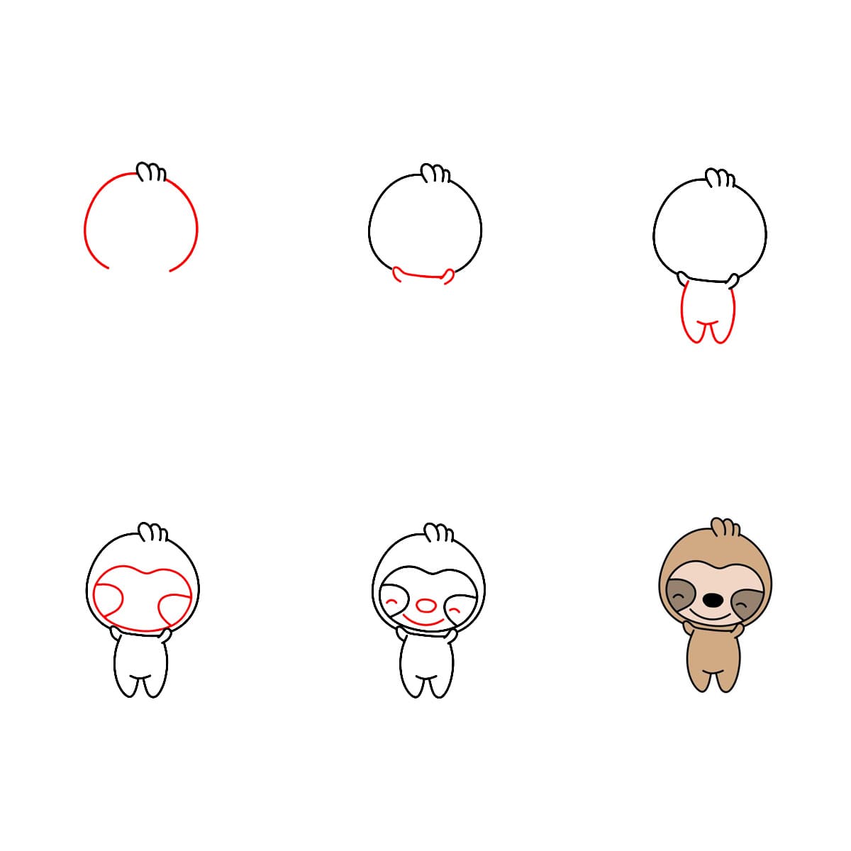Front-facing Sloth Drawing Ideas