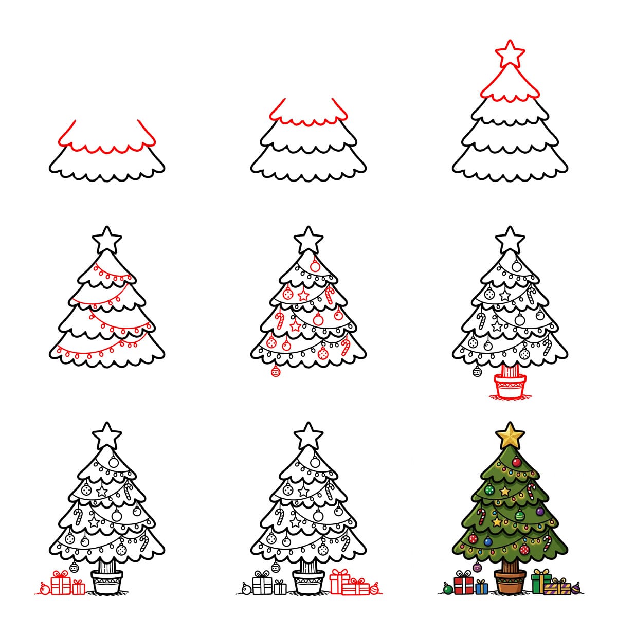 Grand Christmas Tree Drawing Ideas