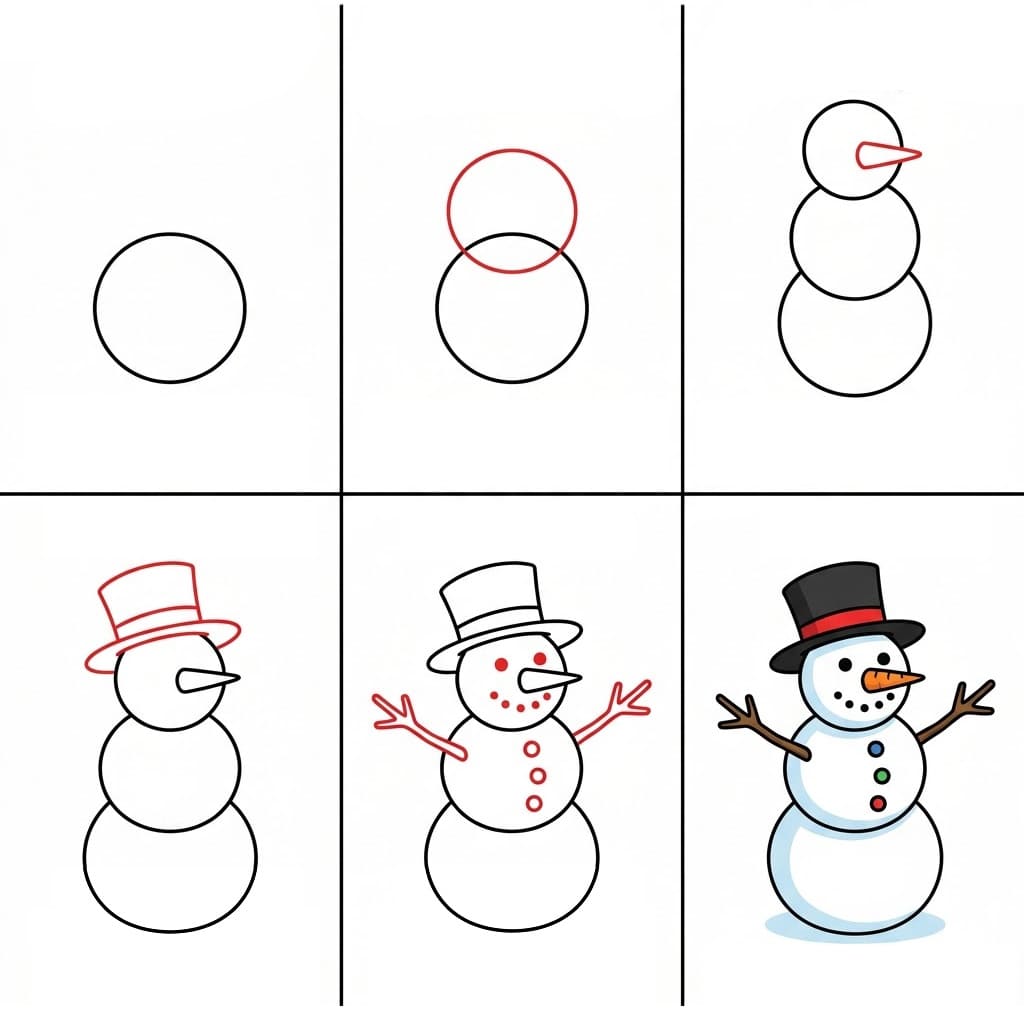 Happy Snowman Drawing Ideas