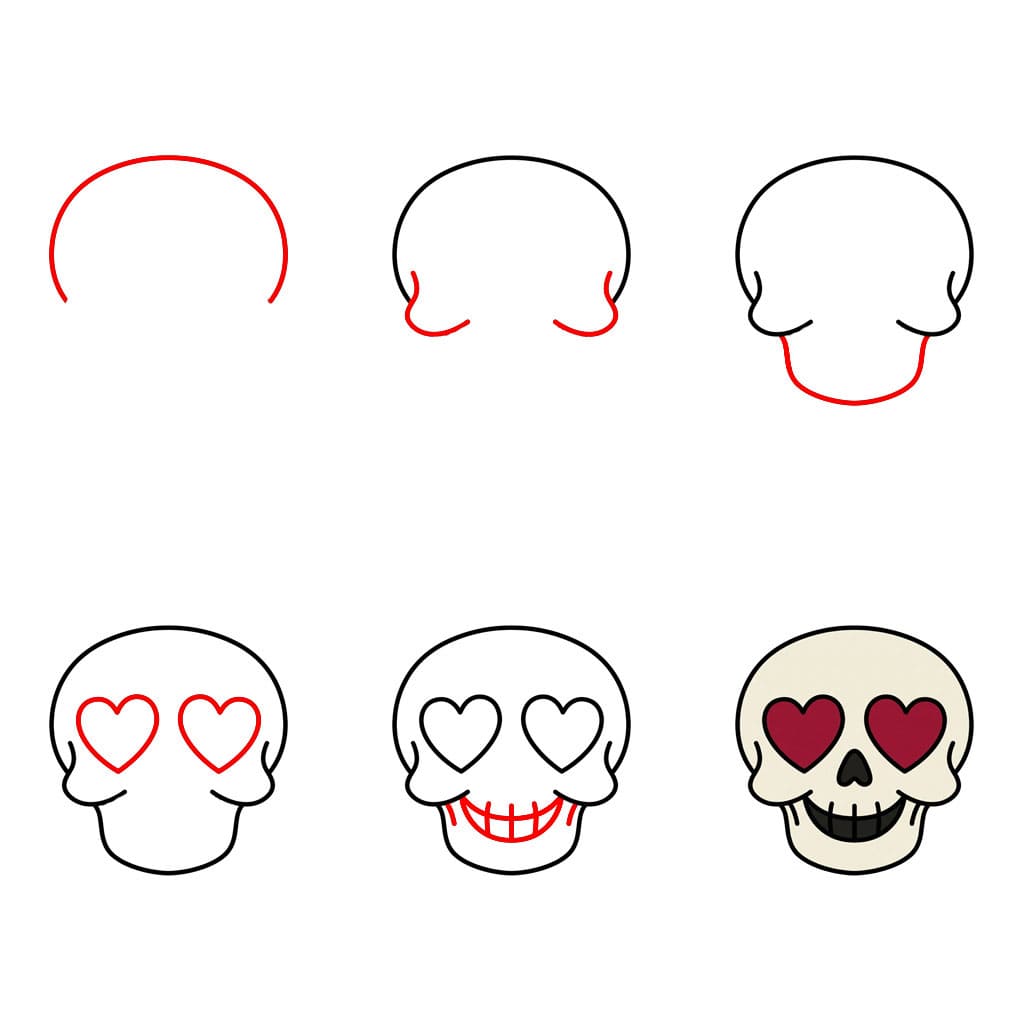 Heart Eyes Skull Drawing Ideas