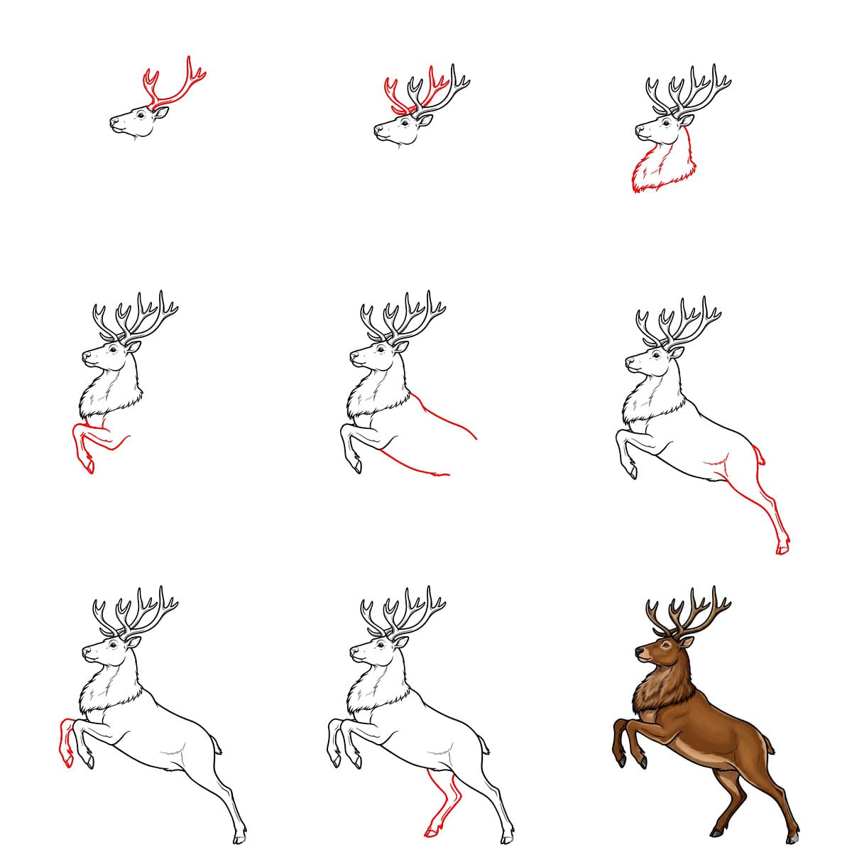 Jumping reindeer Drawing Ideas
