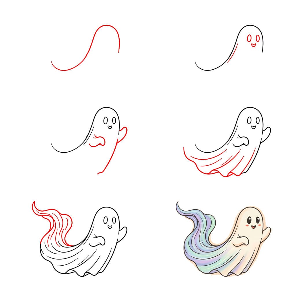 Rainbow Ghost Drawing Ideas