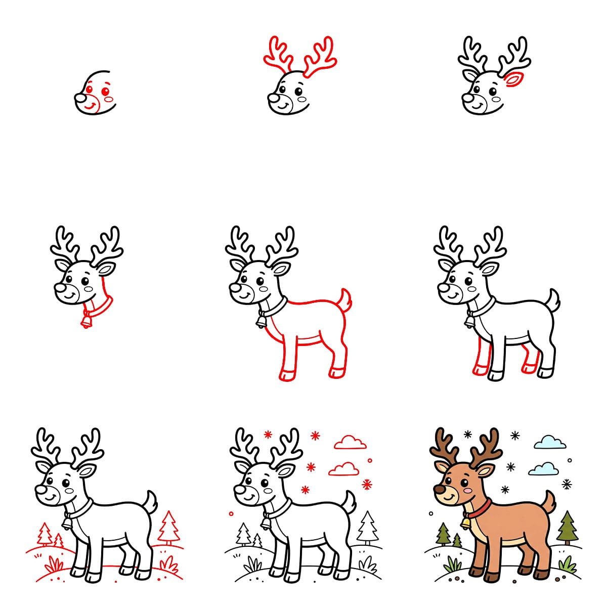 Reindeer in forest Drawing Ideas