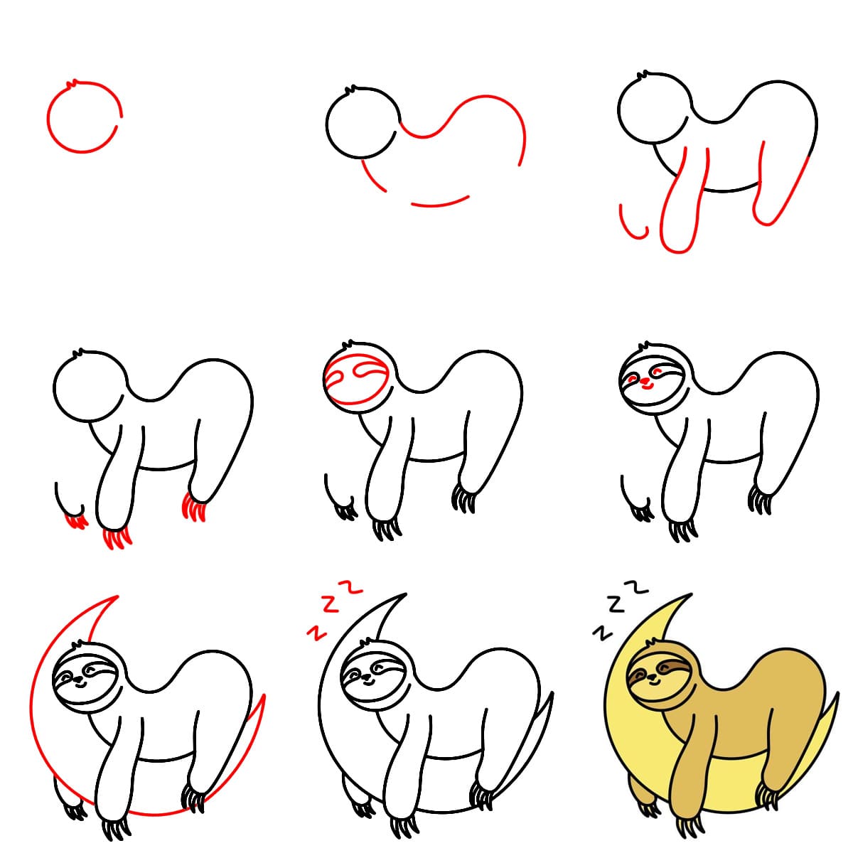 Sideways Sloth Drawing Ideas