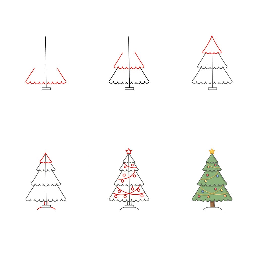 Simple Christmas tree Drawing Ideas