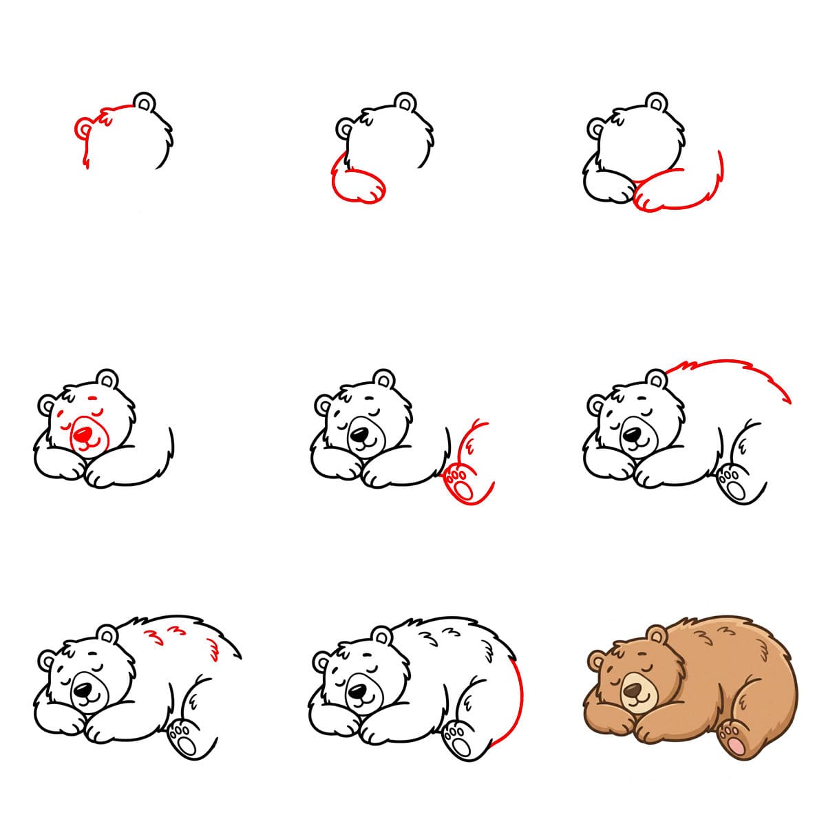 Sleeping bear Drawing Ideas