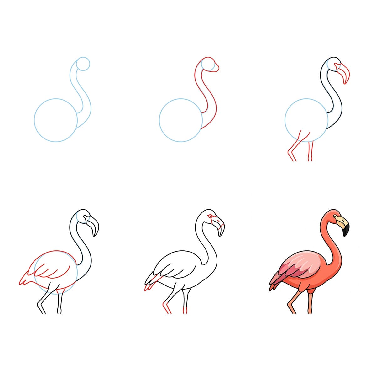 Slender Flamingo Drawing Ideas