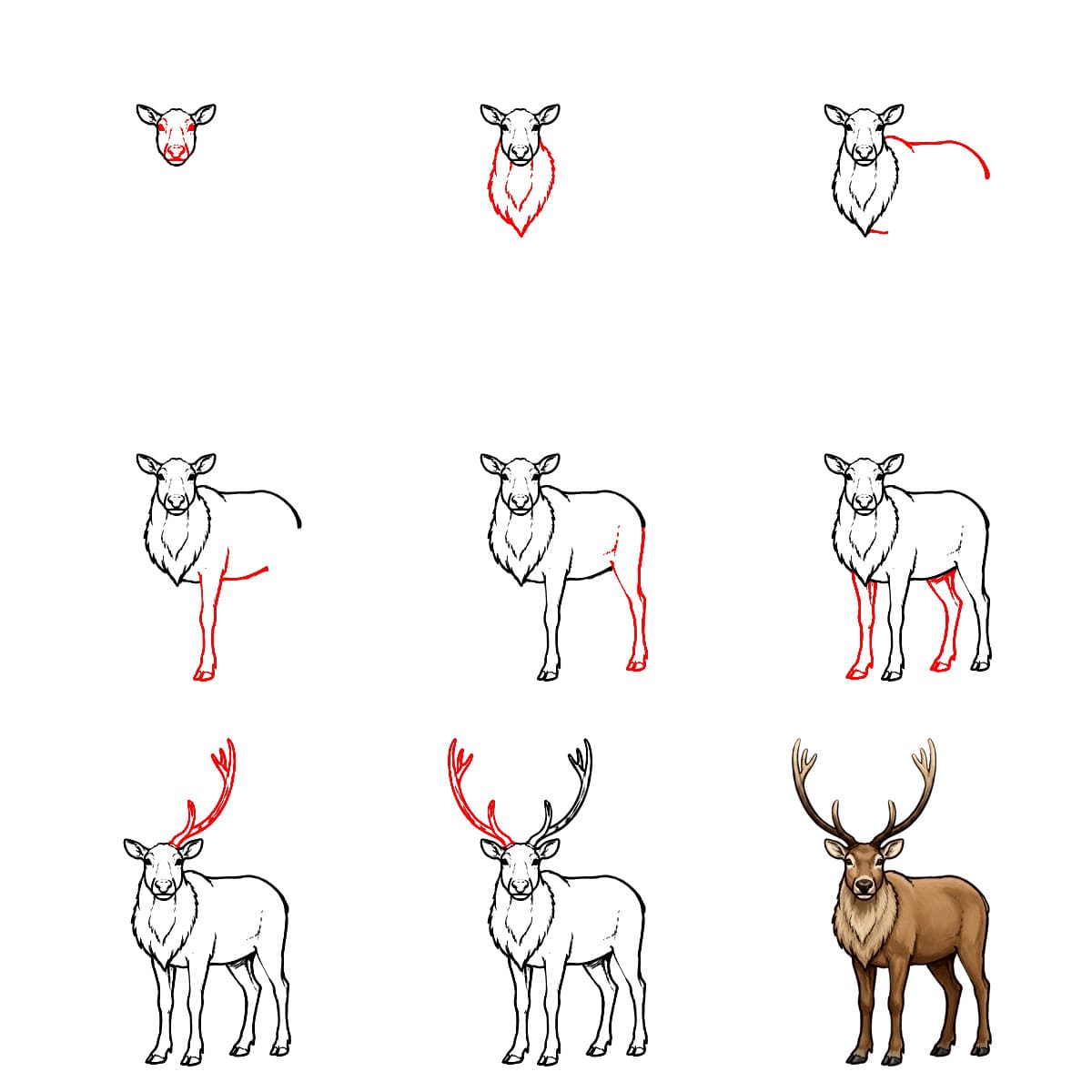 Standing Reindeer Drawing Ideas