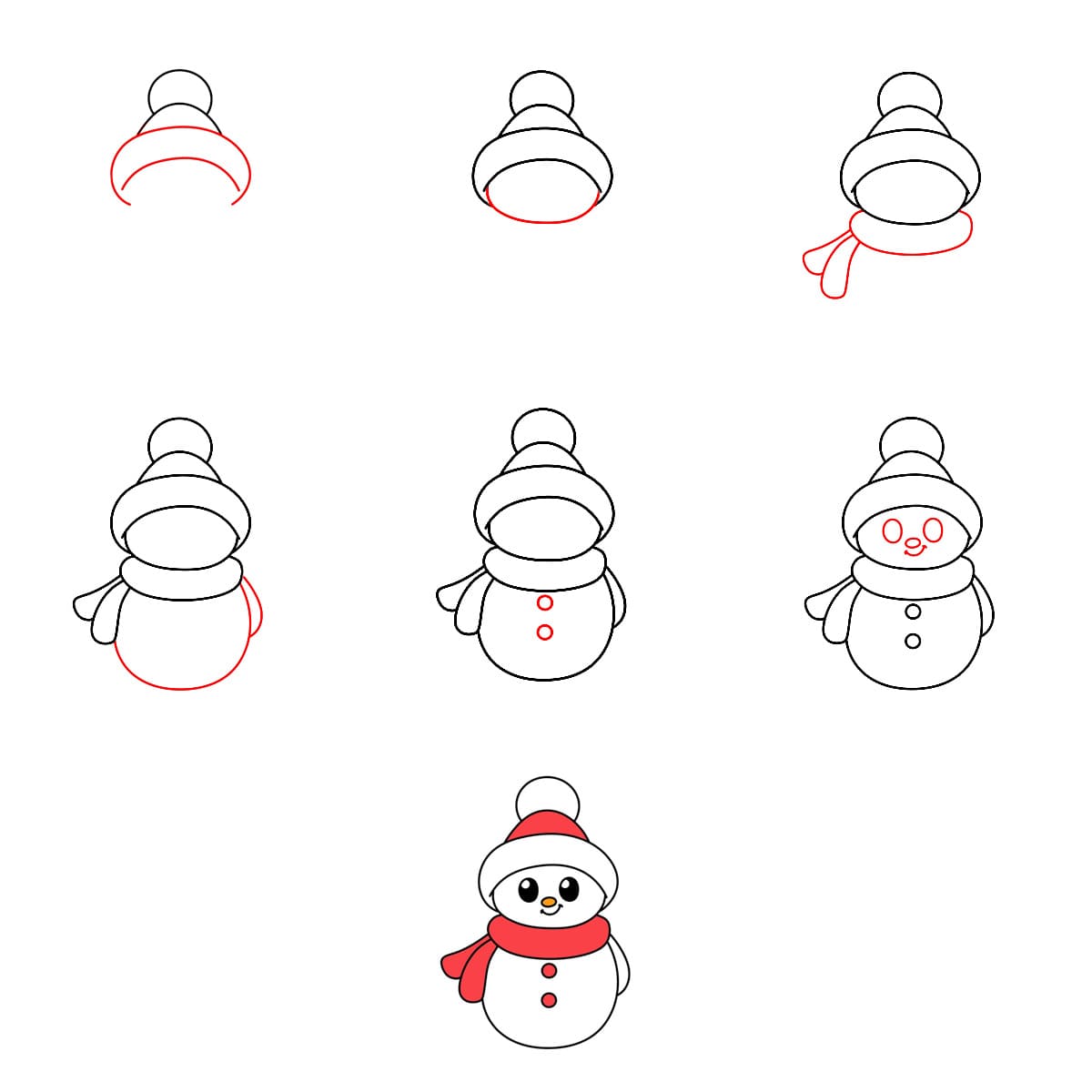 Tiny Cute Snowman Drawing Ideas