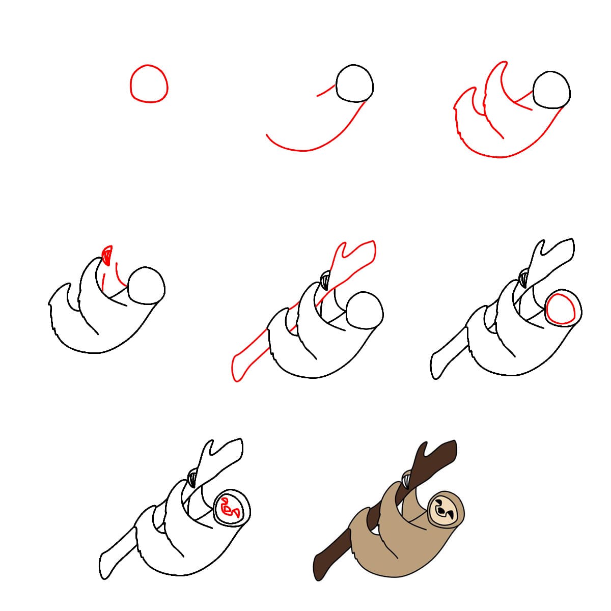 Upside-down Sloth Drawing Ideas