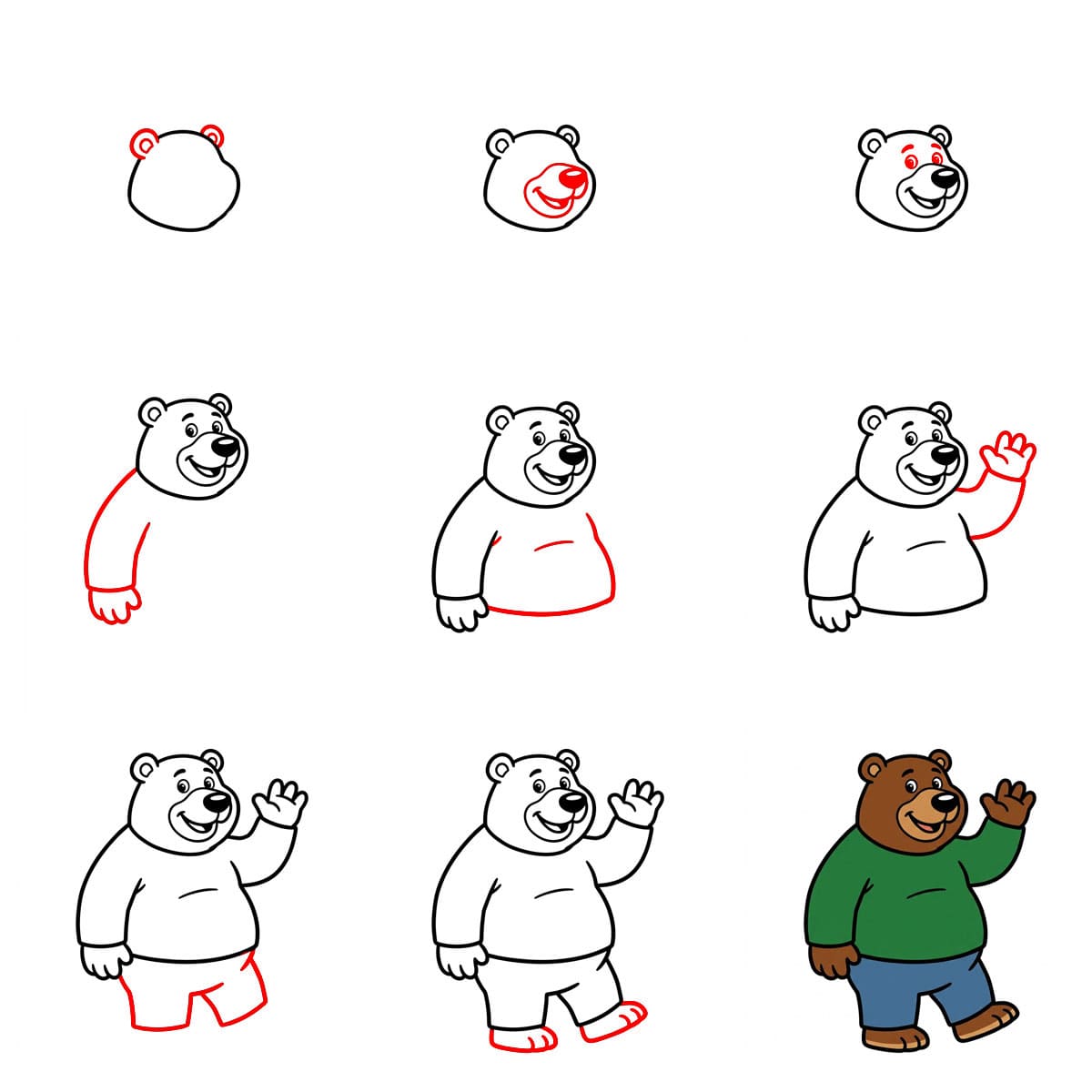 Waving bear Drawing Ideas