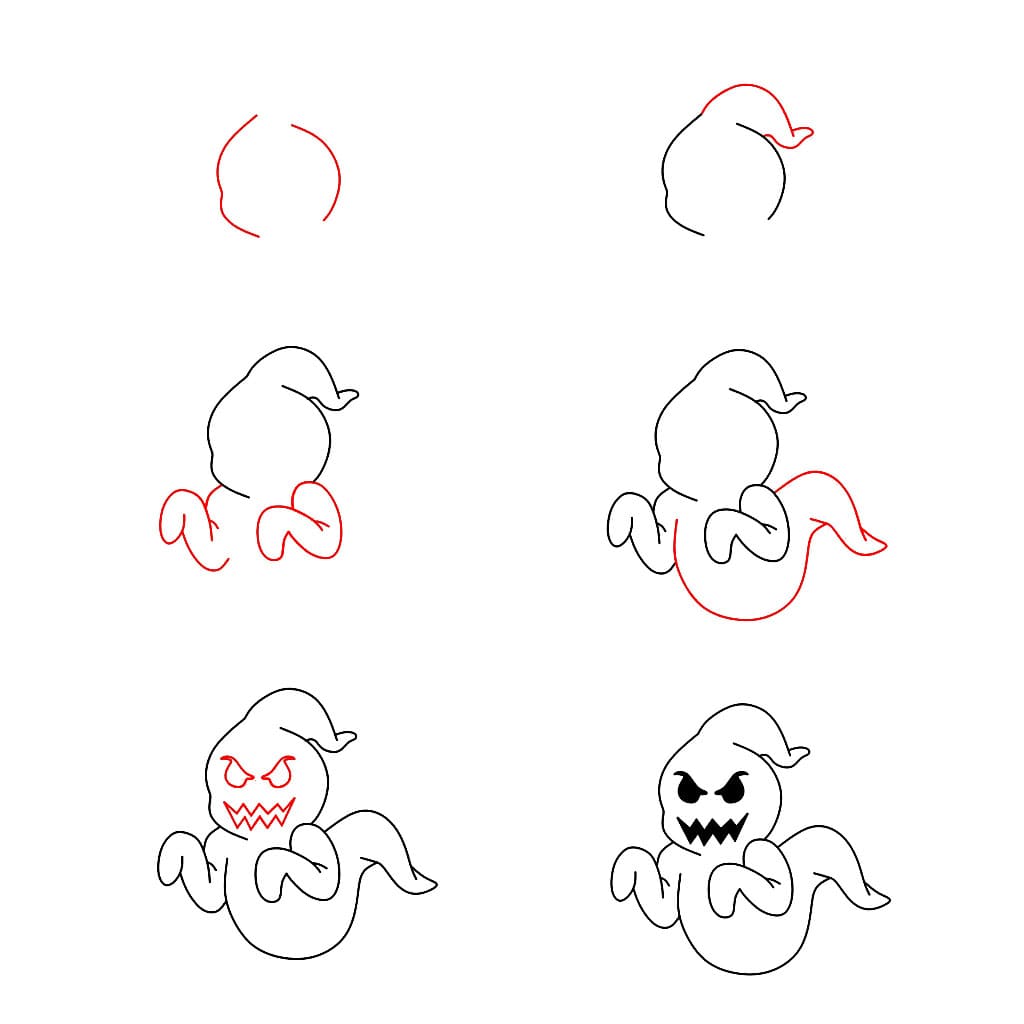 Wide mouthed Ghost Drawing Ideas
