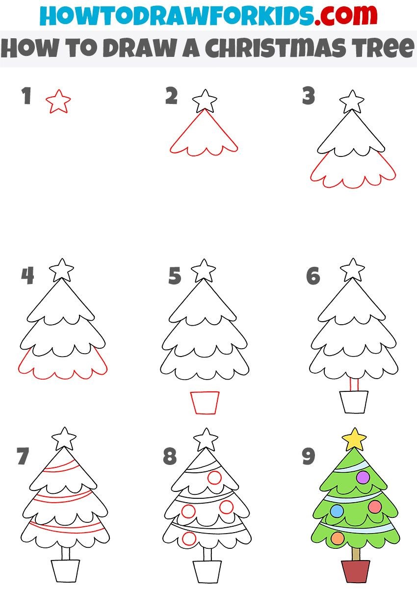 How to draw A cute Christmas tree