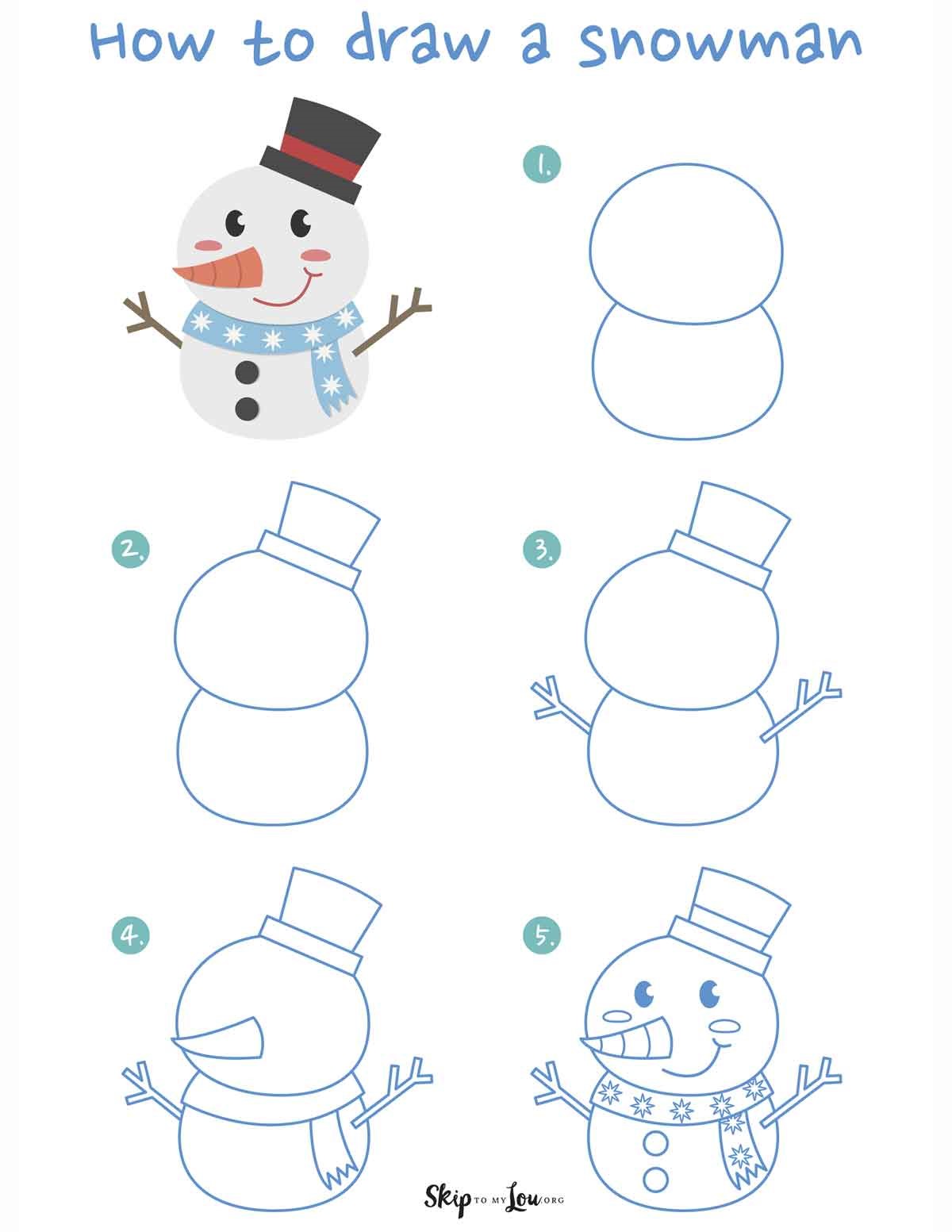 A cute Snowman Drawing Ideas