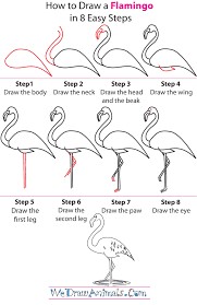A detailed step-by-step Flamingo Drawing Ideas