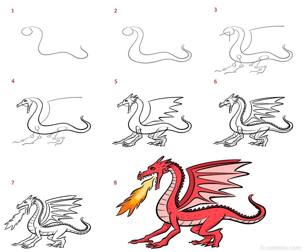 How to draw A fire-breathing dragon