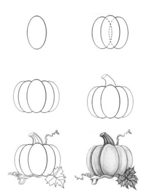 A pencil-colored pumpkin Drawing Ideas