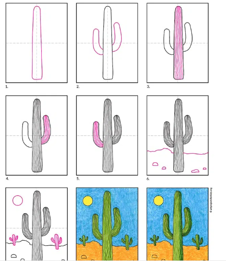 How to draw Cactus idea 12