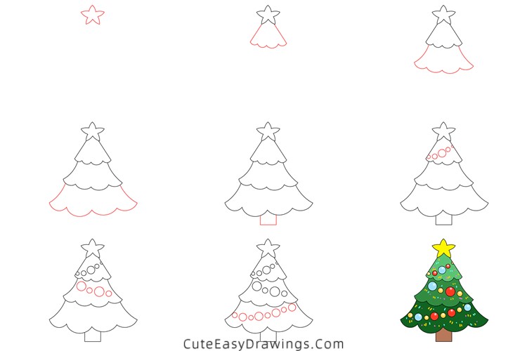 How to draw Christmas tree idea 14