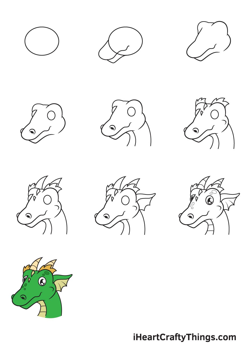 How to draw Dragon head