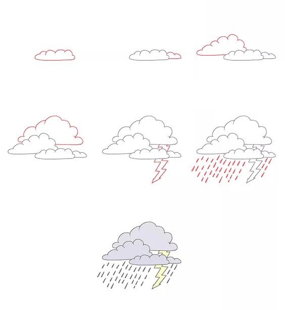 Rain clouds (7) Drawing Ideas