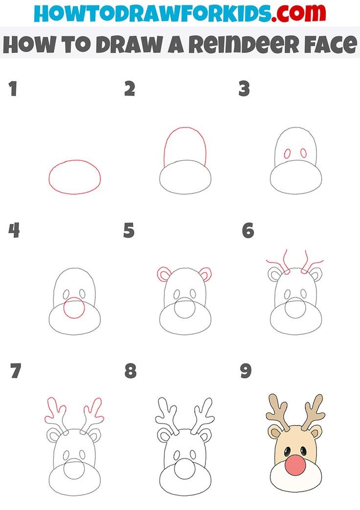 How to draw Reindeer’s head