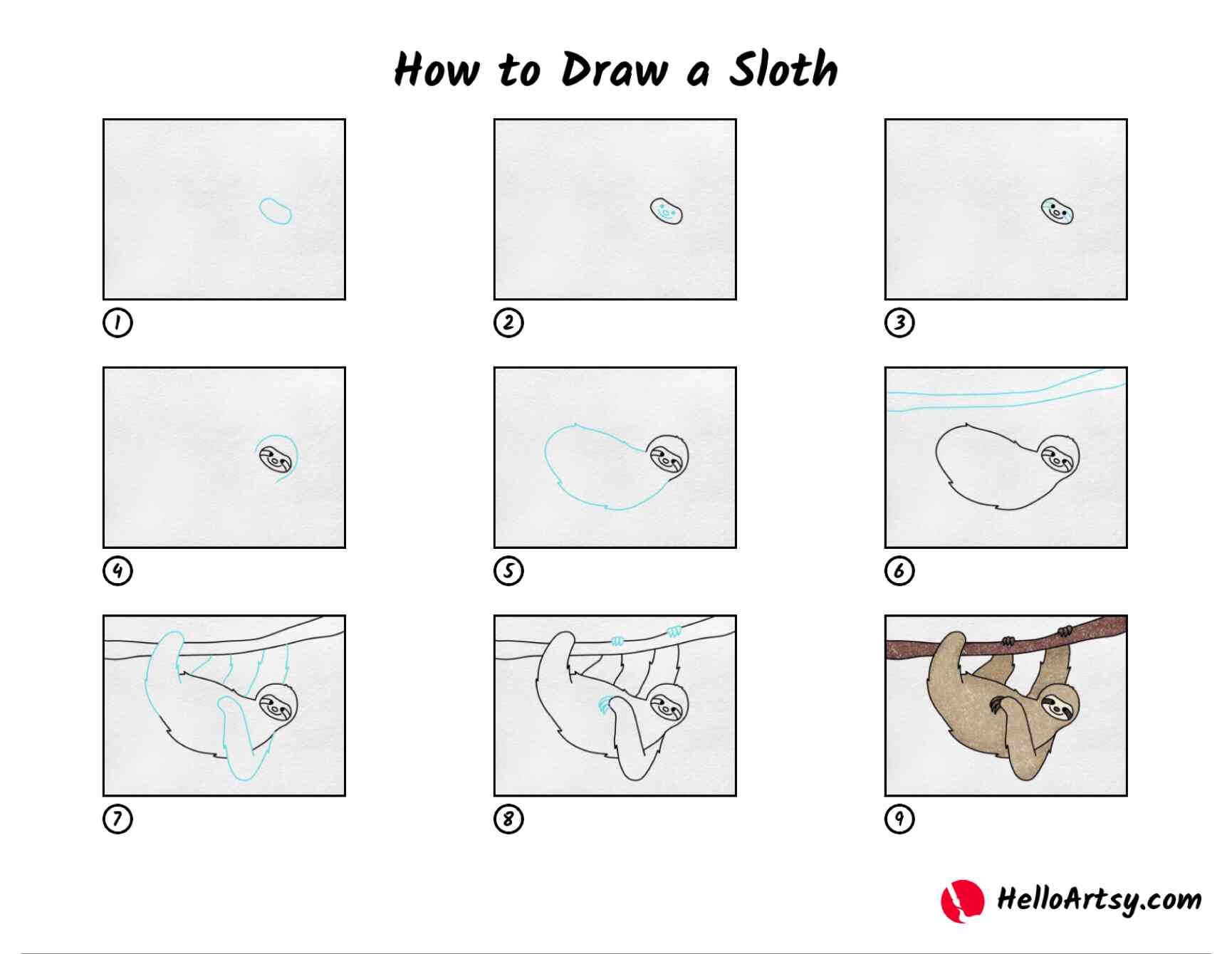 Sloth idea 11 Drawing Ideas