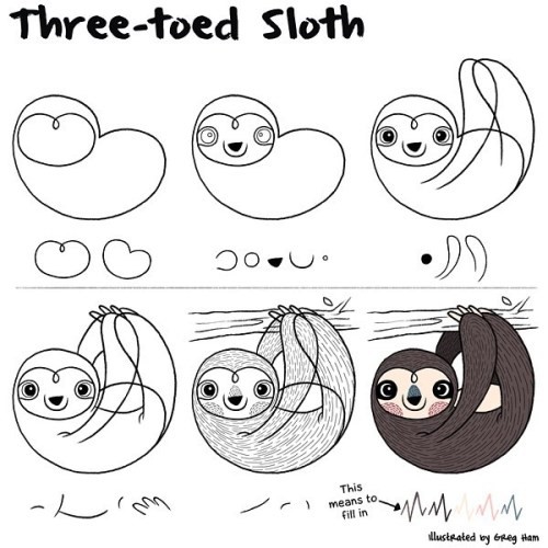 Sloth idea 9 Drawing Ideas