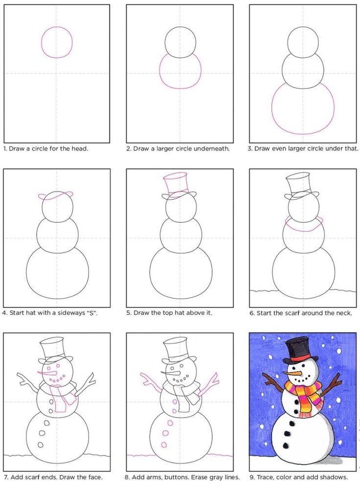 How to draw Snowman idea 3