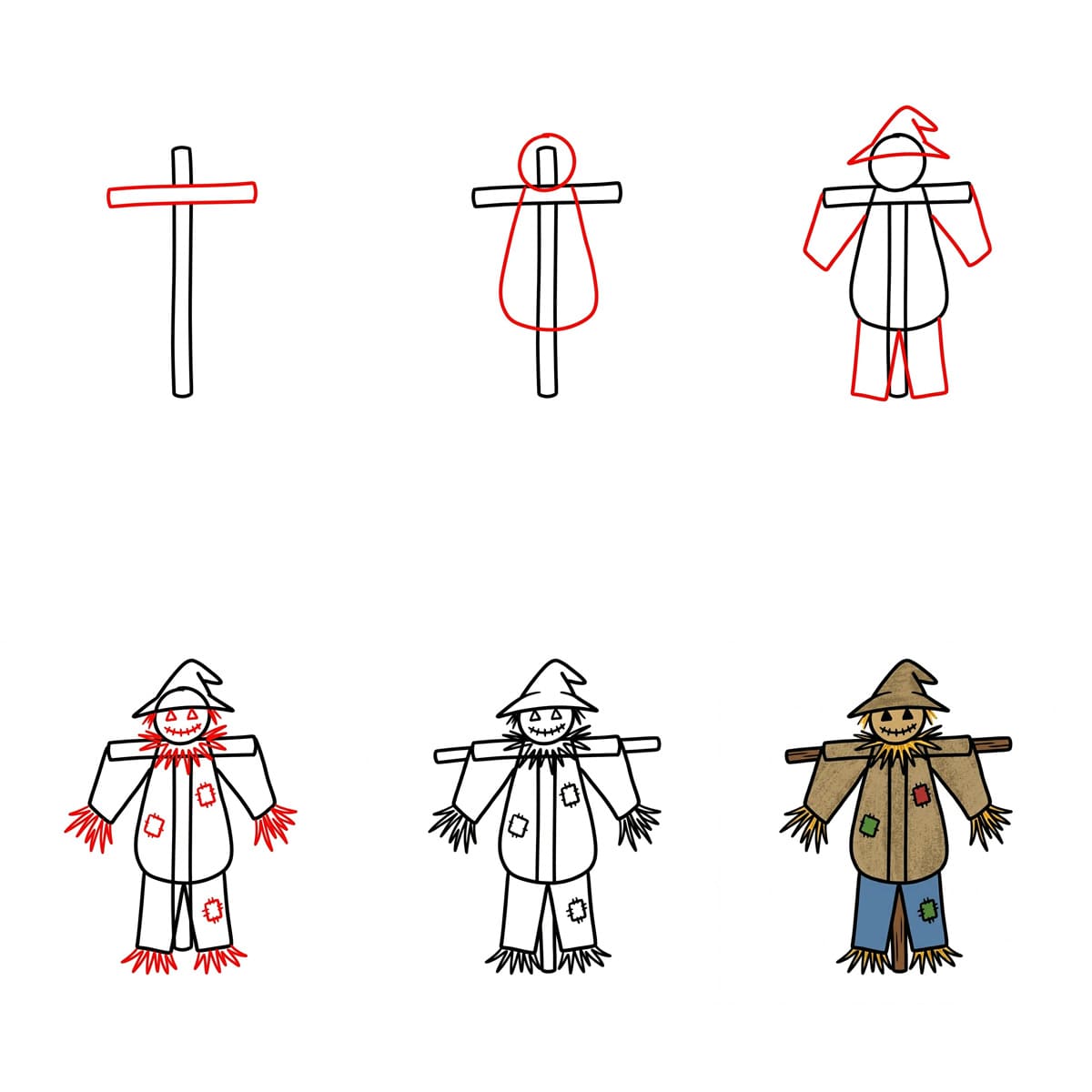 Autumn Scarecrow Drawing Ideas