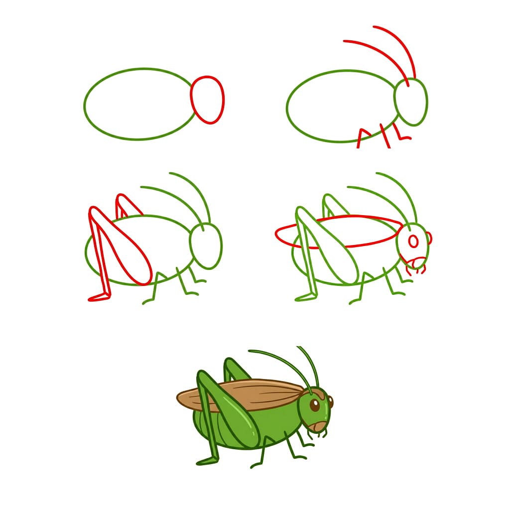 How to draw Baby Grasshopper