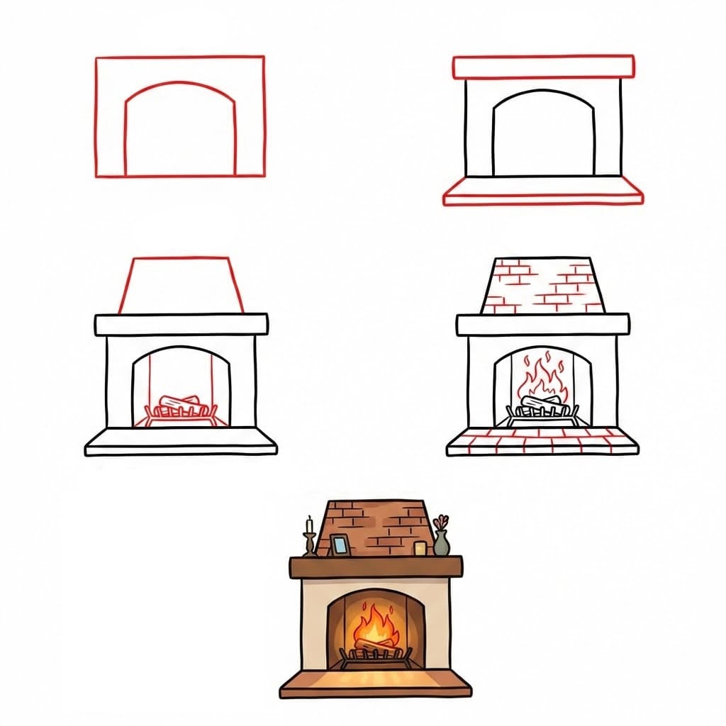 How to draw Basic Fireplace