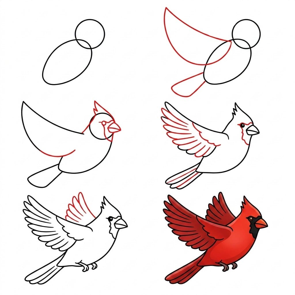 How to draw Big Cardinal