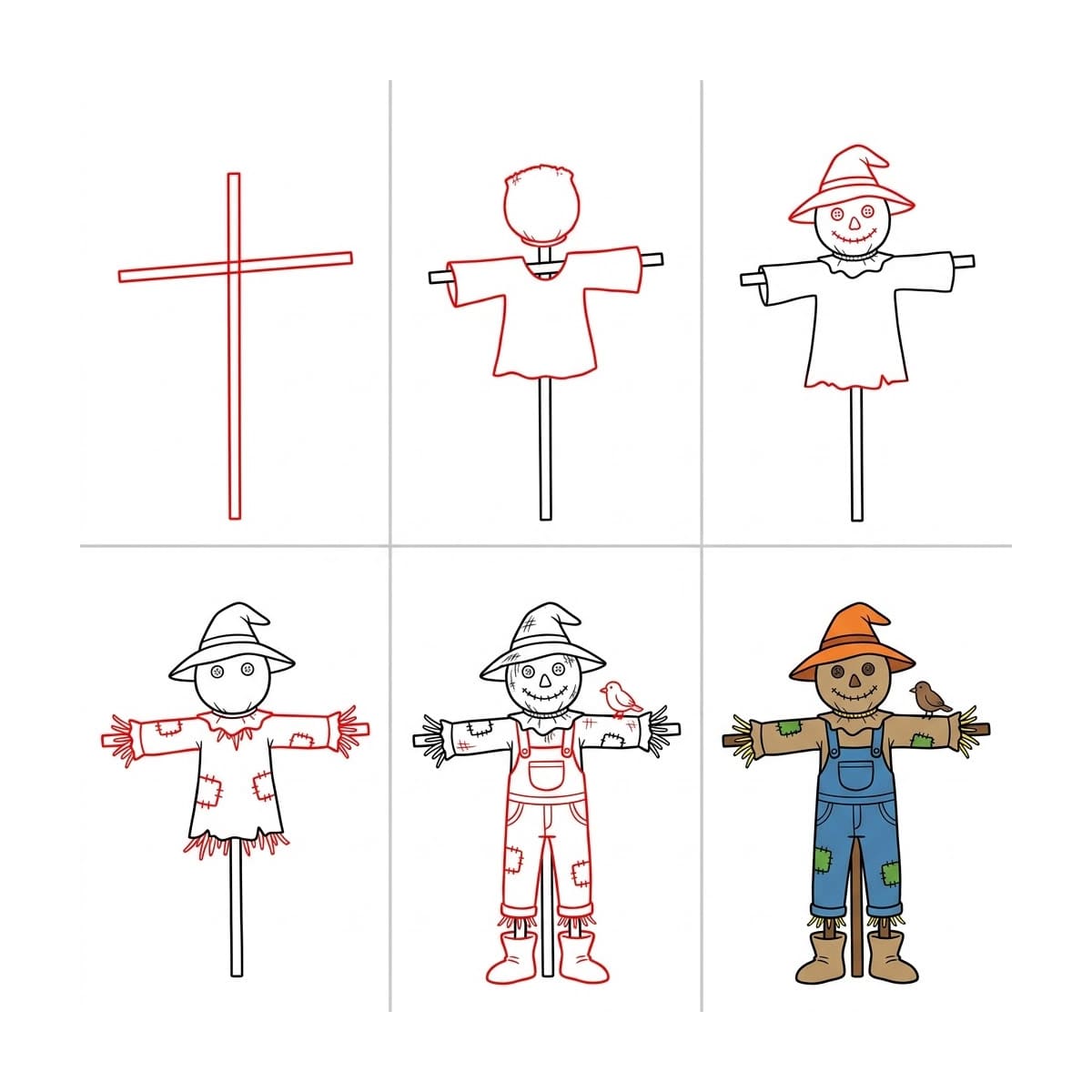 Birds and Scarecrow Drawing Ideas
