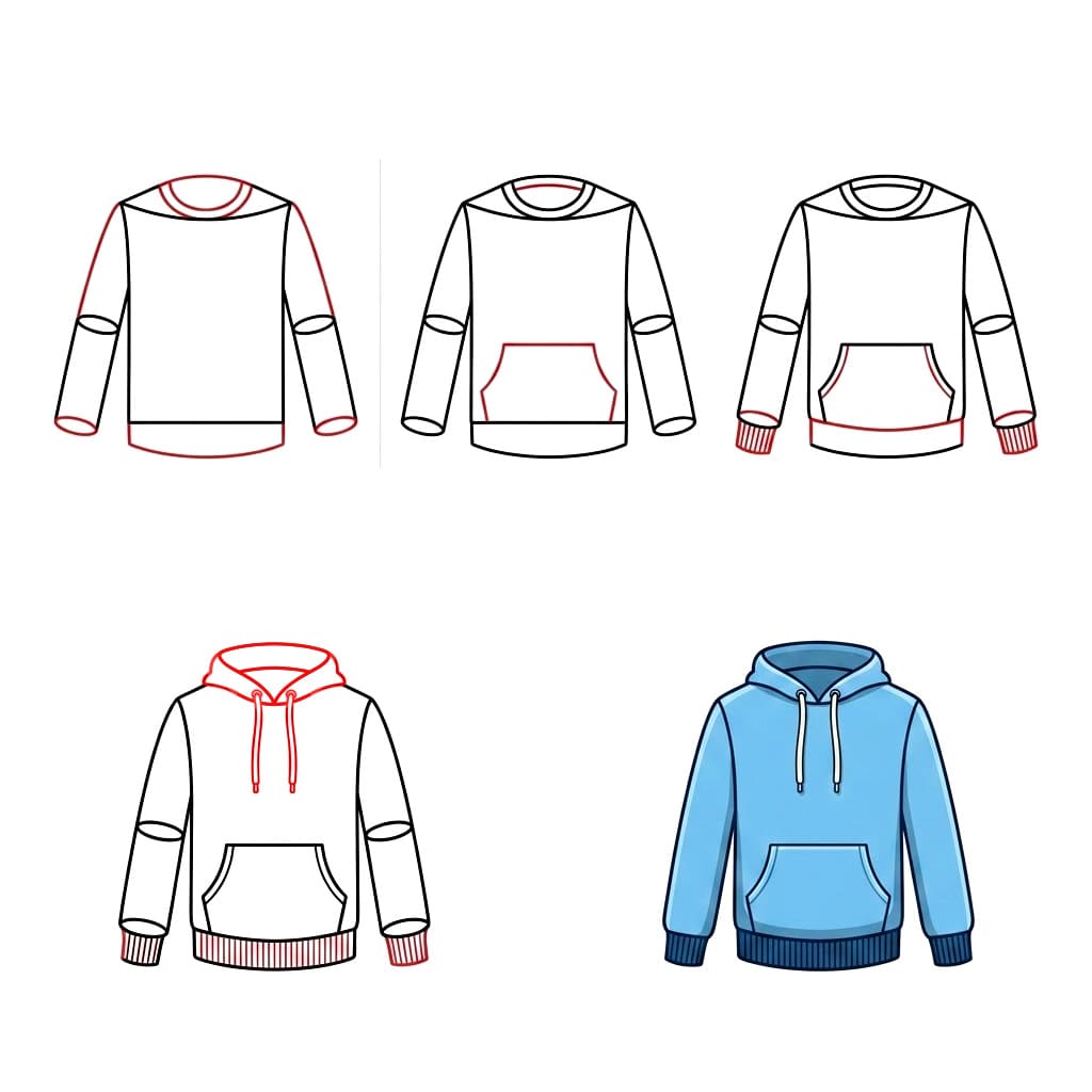 Blue Hoodie Drawing Ideas