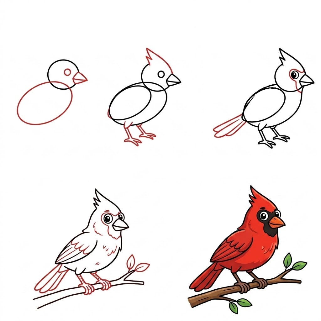 How to draw Cute Cardinal